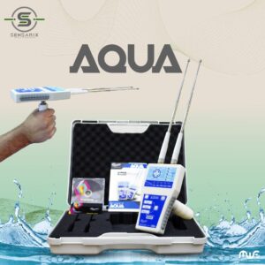 The Aqua groundwater detection device packaged in a carrying case, showcasing its compact and portable design.