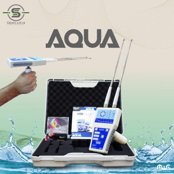 The Aqua groundwater detection device packaged in a carrying case, showcasing its compact and portable design.