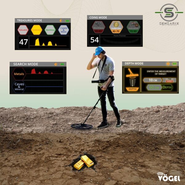 The Falke metal detector's user-friendly interface, supporting multiple languages and easy navigation.