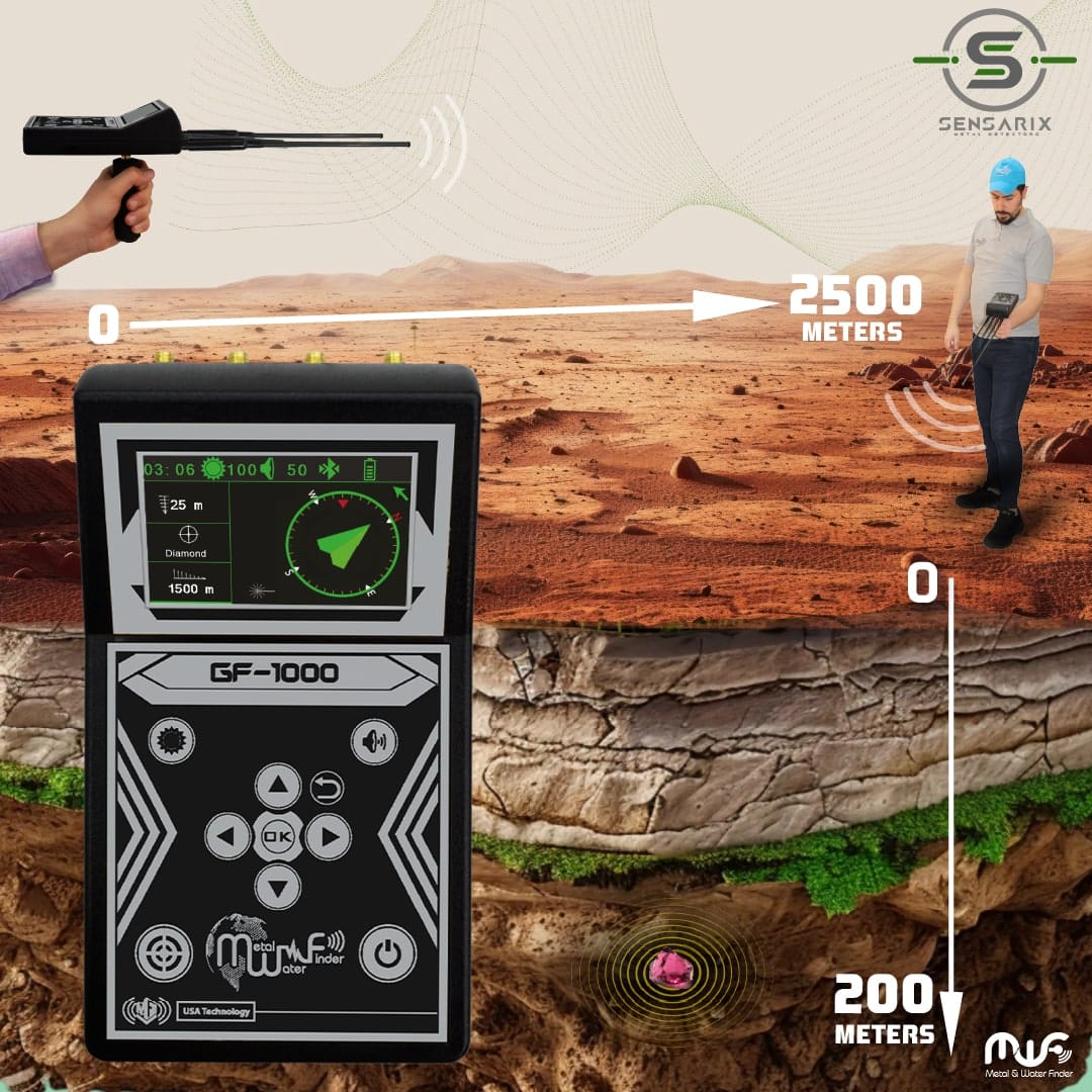 The GF 1000's impressive detection depth of up to 200 meters and front range of up to 2500 meters.