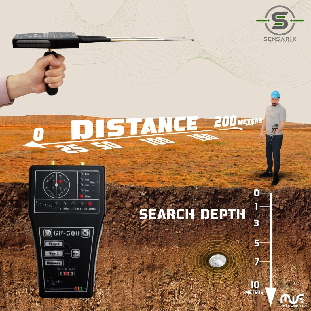 The GF 500 detecting targets at a depth of up to 10 meters and a front search distance of up to 200 meters.