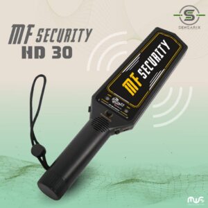 The MF SECURITY – HD30 handheld metal detector, showcasing its compact and lightweight design.