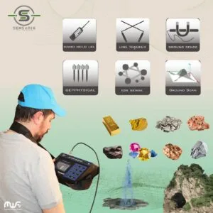 A person using the MF-9700 QUINARY to detect underground treasures, demonstrating its advanced detection systems.