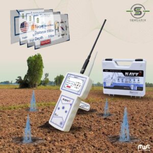 A person using the Navvy groundwater detector to locate underground water sources, demonstrating its advanced LDS technology.