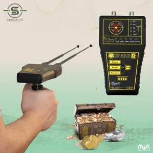 A person using the Spark treasure locator to detect gold and precious metals, demonstrating its advanced Long-Distance Sensing technology.